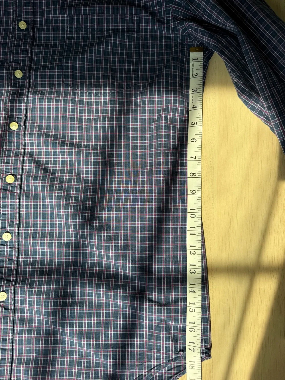 J.Crew Tailored Tall Men's L Button-Down Shirt Blue Plaid 100% Cotton Workwear